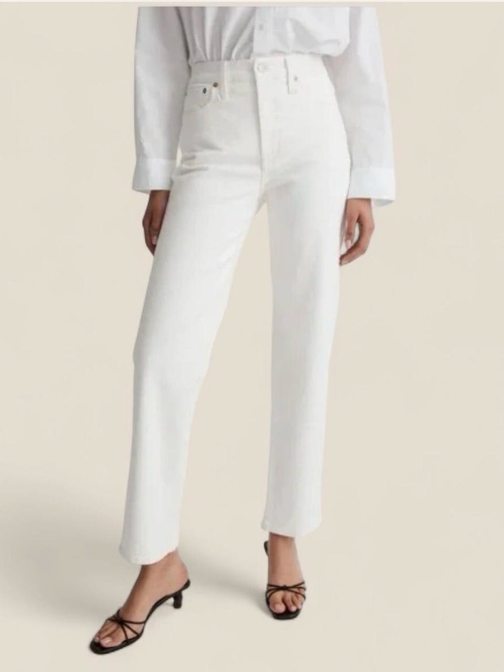 Madewell High-Rise Straight Leg White Jeans